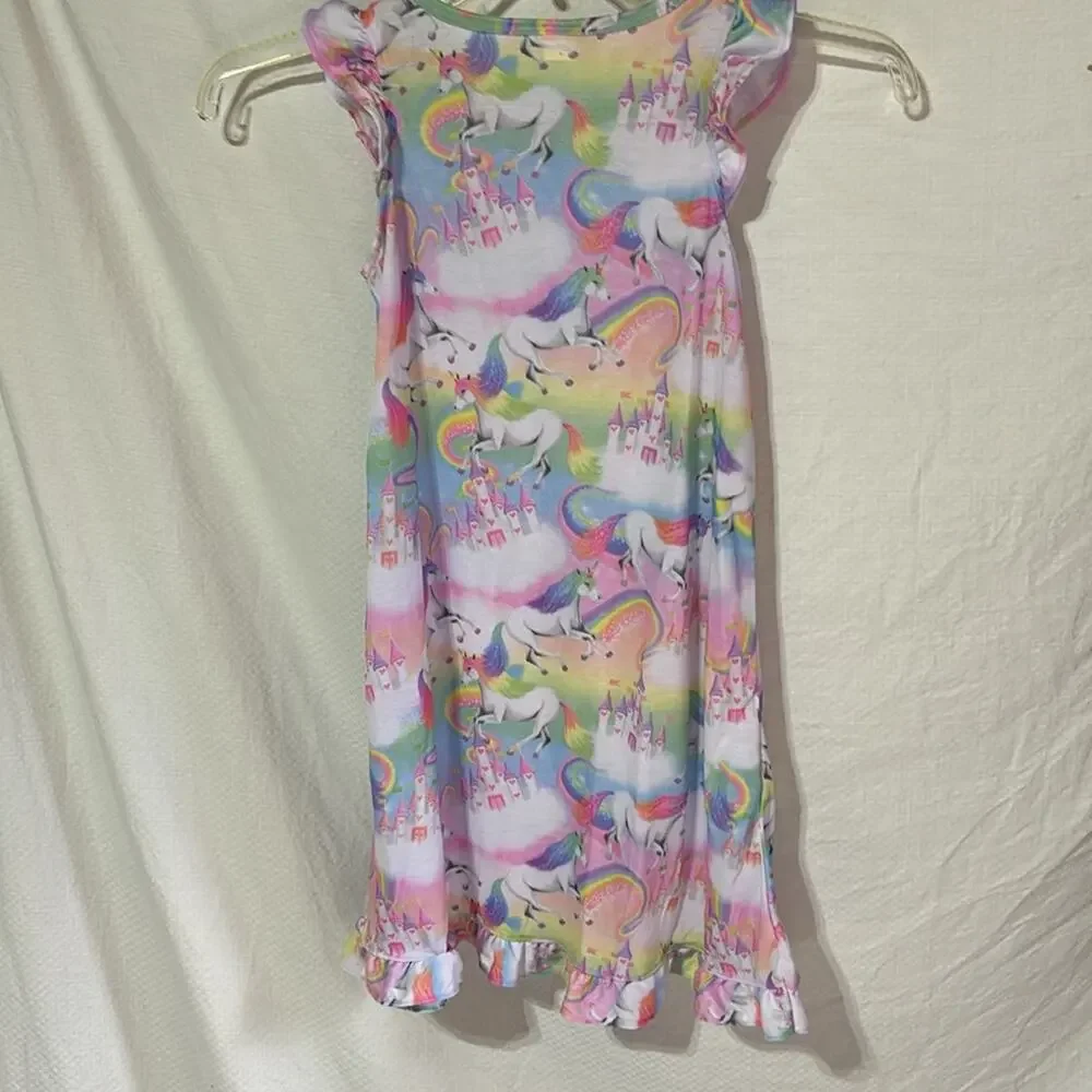 The children’s place 7/8 unicorn ruffled cap sleeve nightgown 💯 polyester nwt